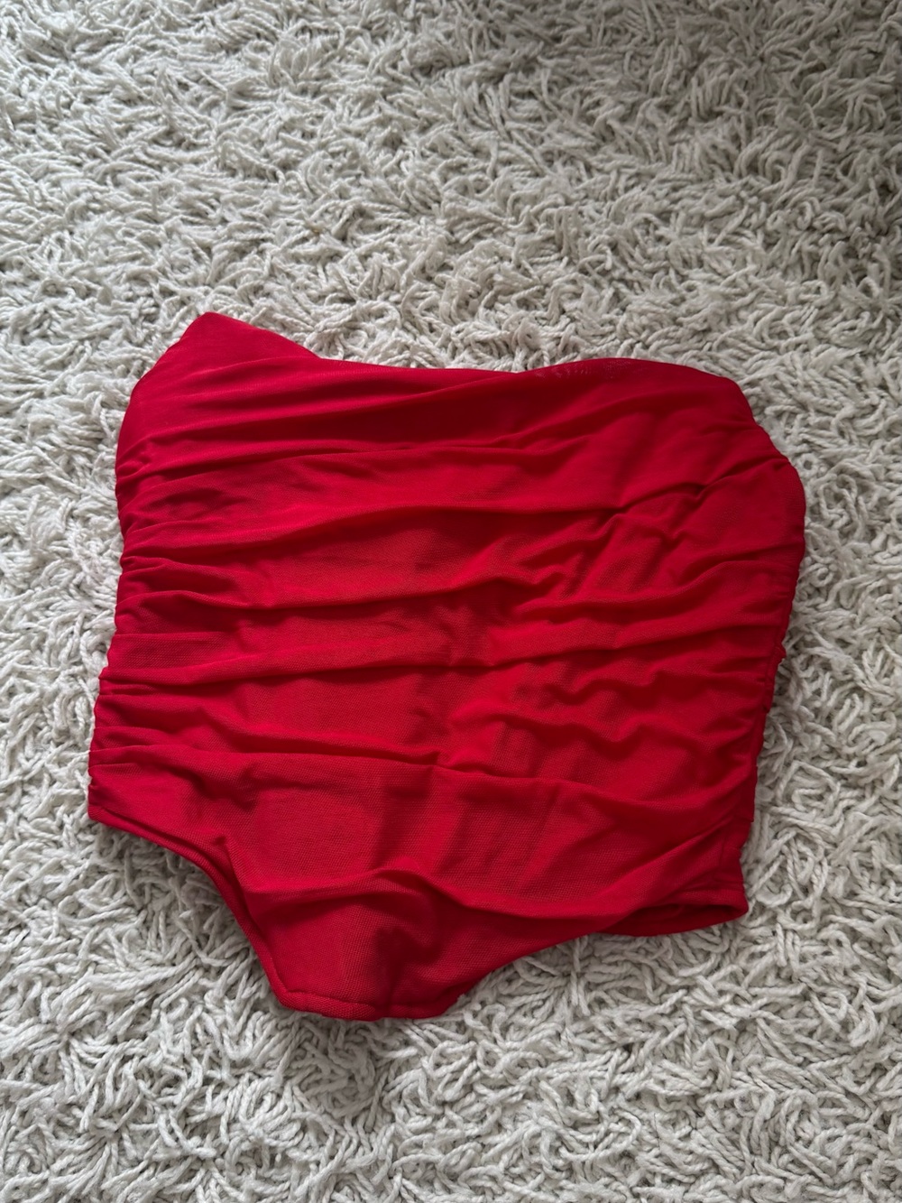 Steve Madden Red Ruched Strapless Crop Top